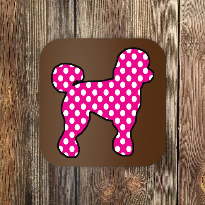 Pink And White Polka Dot Poodle For 50s Sock Hop Dance Coaster