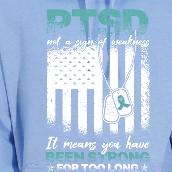 Ptsd Awareness Warrior Teal Ribbon Ptsd Cute Gift Unisex Surf Hoodie