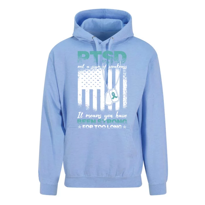 Ptsd Awareness Warrior Teal Ribbon Ptsd Cute Gift Unisex Surf Hoodie