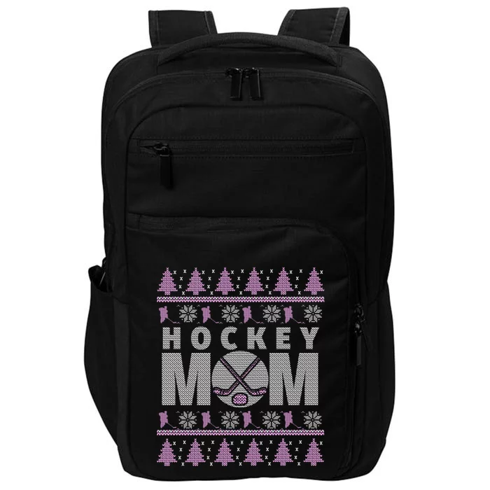 Pink And White Hockey Mom Ugly Christmas Gift Impact Tech Backpack