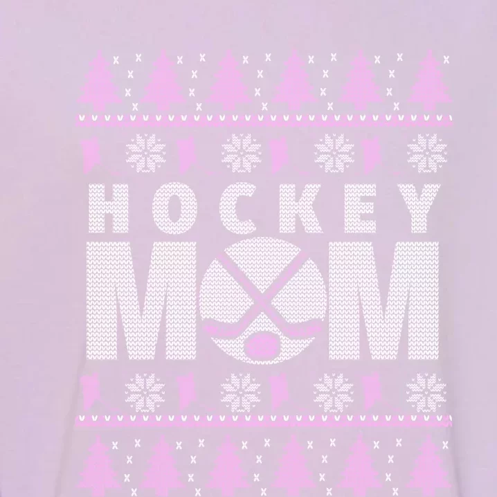 Pink And White Hockey Mom Ugly Christmas Gift Garment-Dyed Sweatshirt