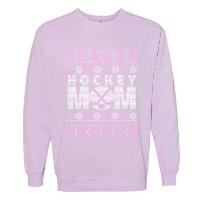 Pink And White Hockey Mom Ugly Christmas Gift Garment-Dyed Sweatshirt