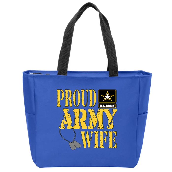 Proud Army Wife Gift Military Pride Meaningful Gift Zip Tote Bag