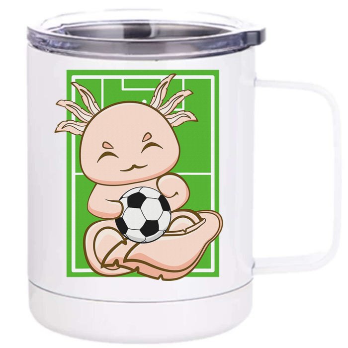 Pink Axolotl With Soccer Plays Football Team Sports Front & Back 12oz Stainless Steel Tumbler Cup