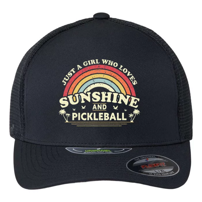 Pickleball A Who Loves Sunshine And Pickleball Flexfit Unipanel Trucker Cap