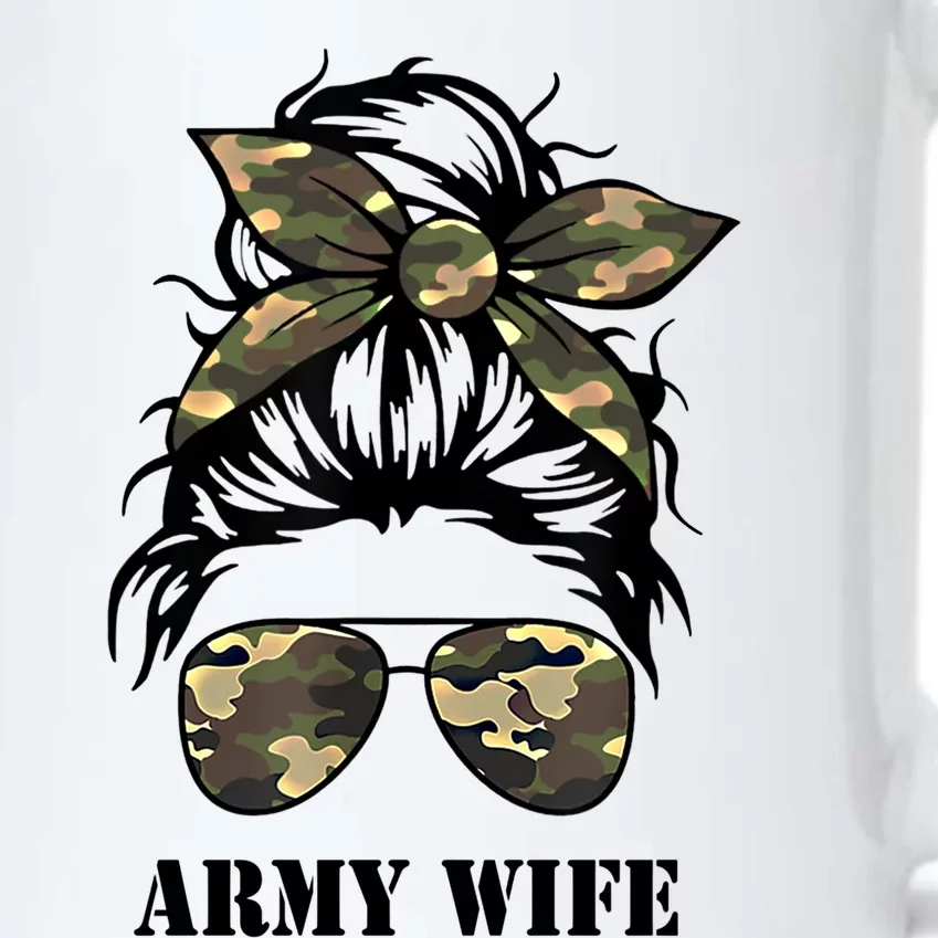 Proud Army Wife Messy Bun Camo Flag Spouse Military Pride Gift Black Color Changing Mug