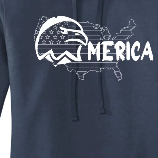 Patriotic American With American Flag Bald Eagle Cute Gift Women's Pullover Hoodie