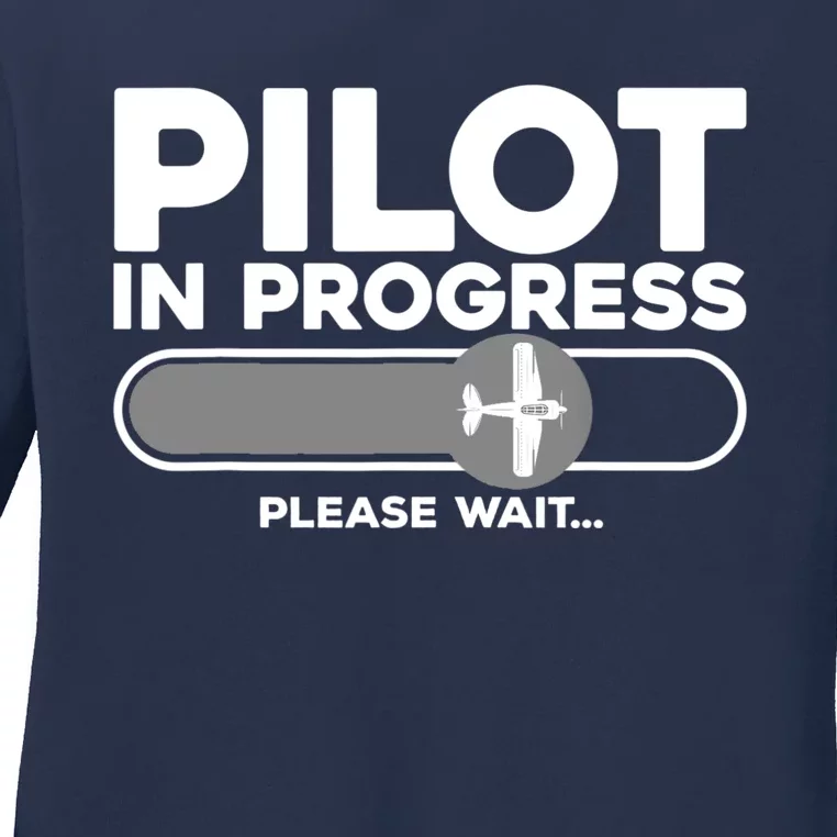 Pilot Art Women Airline Future Pilot Aviation Airplane Ladies Long Sleeve Shirt