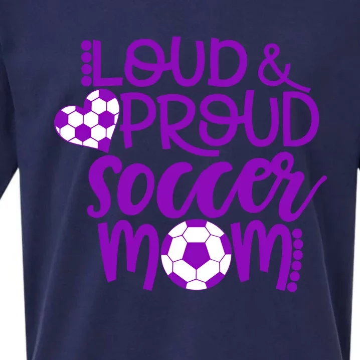 Purple And White Loud And Proud Soccer Mom Gift Sueded Cloud Jersey T-Shirt