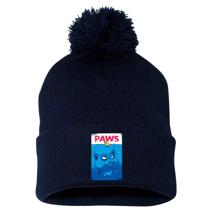 Paws Angry Cat Movie Poster Pom Pom 12in Knit Beanie