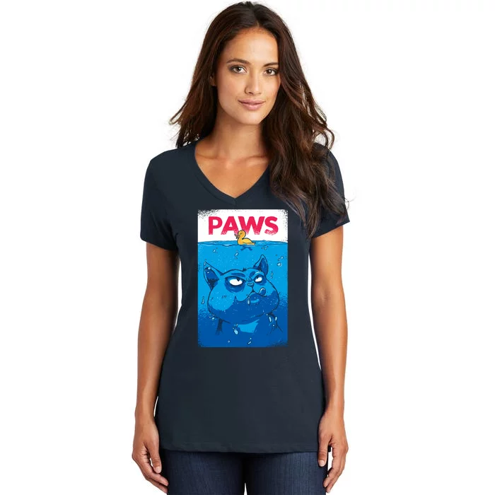 Paws Angry Cat Movie Poster Women's V-Neck T-Shirt