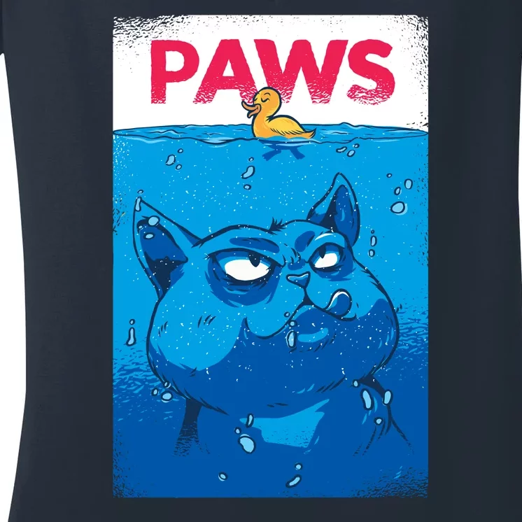 Paws Angry Cat Movie Poster Women's V-Neck T-Shirt