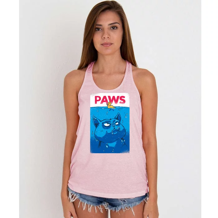 Paws Angry Cat Movie Poster Women's Knotted Racerback Tank