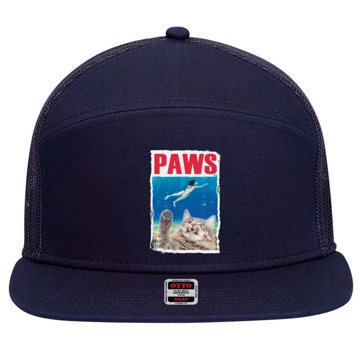 Paws Cat Movie Poster 7 Panel Mesh Trucker Snapback Hat