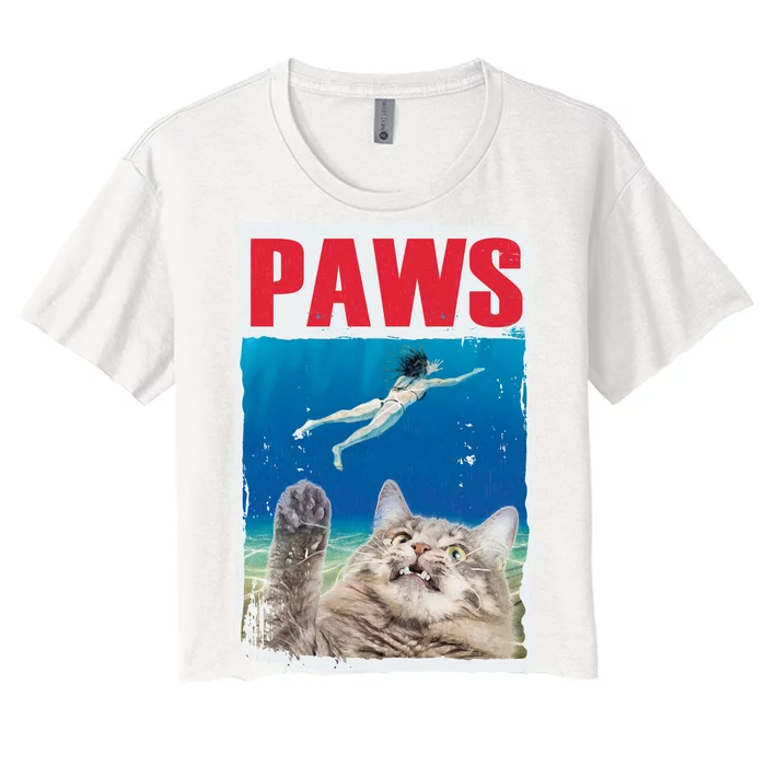 Paws Cat Movie Poster Women's Crop Top Tee