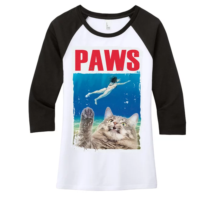 Paws Cat Movie Poster Women's Tri-Blend 3/4-Sleeve Raglan Shirt