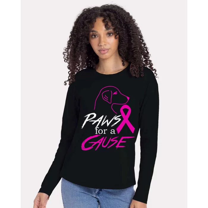 Paws For A Cause Breast Cancer Womens Cotton Relaxed Long Sleeve T-Shirt