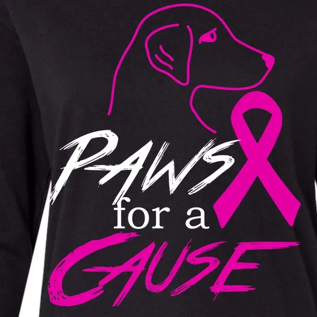 Paws For A Cause Breast Cancer Womens Cotton Relaxed Long Sleeve T-Shirt