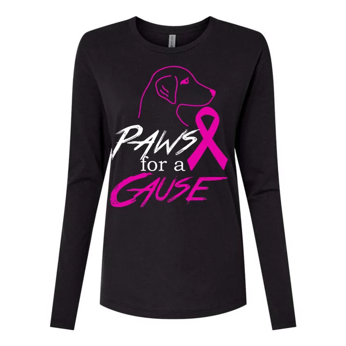 Paws For A Cause Breast Cancer Womens Cotton Relaxed Long Sleeve T-Shirt