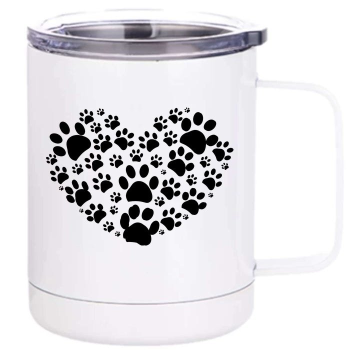 Paws Of Heart Front & Back 12oz Stainless Steel Tumbler Cup