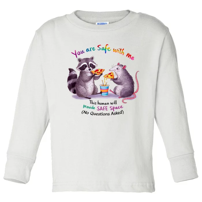 Proud Ally You Are Safe With Me Lgbt Pride Month Toddler Long Sleeve Shirt