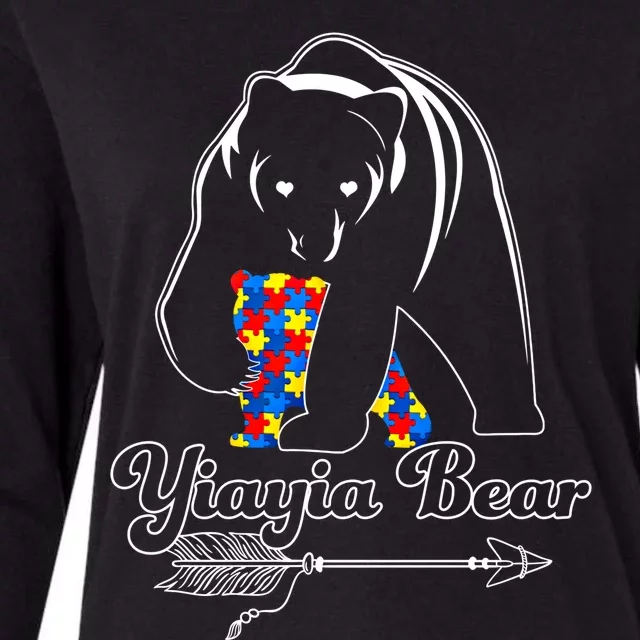 Proud Autism Yiayia Bear Autism Awareness Autistic Support Great Gift Womens Cotton Relaxed Long Sleeve T-Shirt