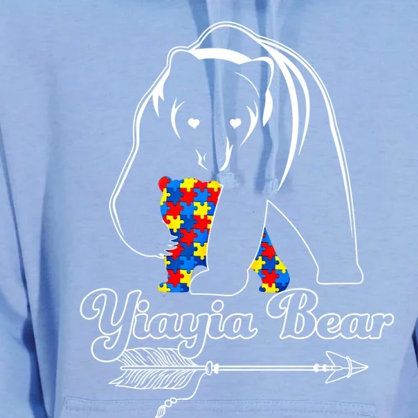 Proud Autism Yiayia Bear Autism Awareness Autistic Support Great Gift Unisex Surf Hoodie