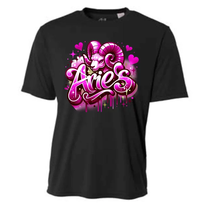 Pink Aries Zodiac Star Sign Cooling Performance Crew T-Shirt