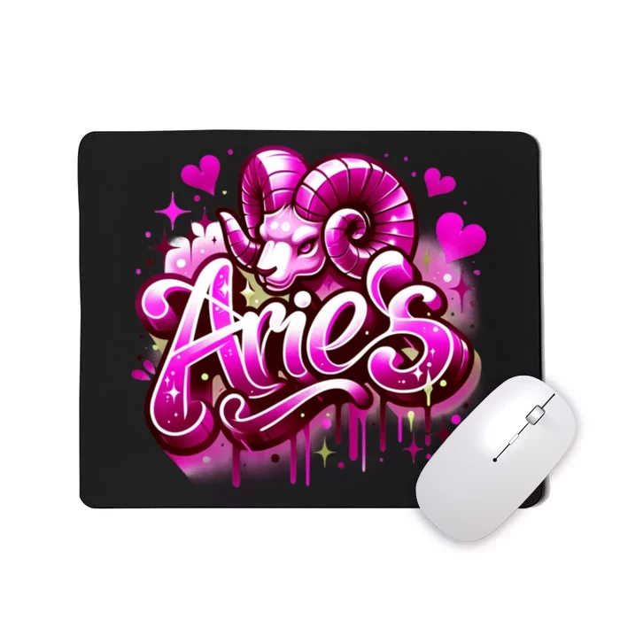 Pink Aries Zodiac Star Sign Mousepad