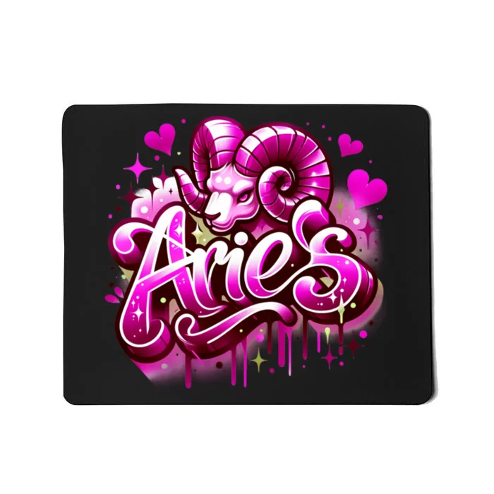 Pink Aries Zodiac Star Sign Mousepad