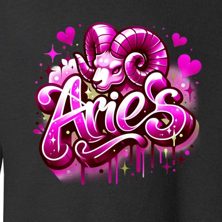 Pink Aries Zodiac Star Sign Toddler Sweatshirt