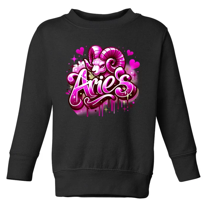 Pink Aries Zodiac Star Sign Toddler Sweatshirt