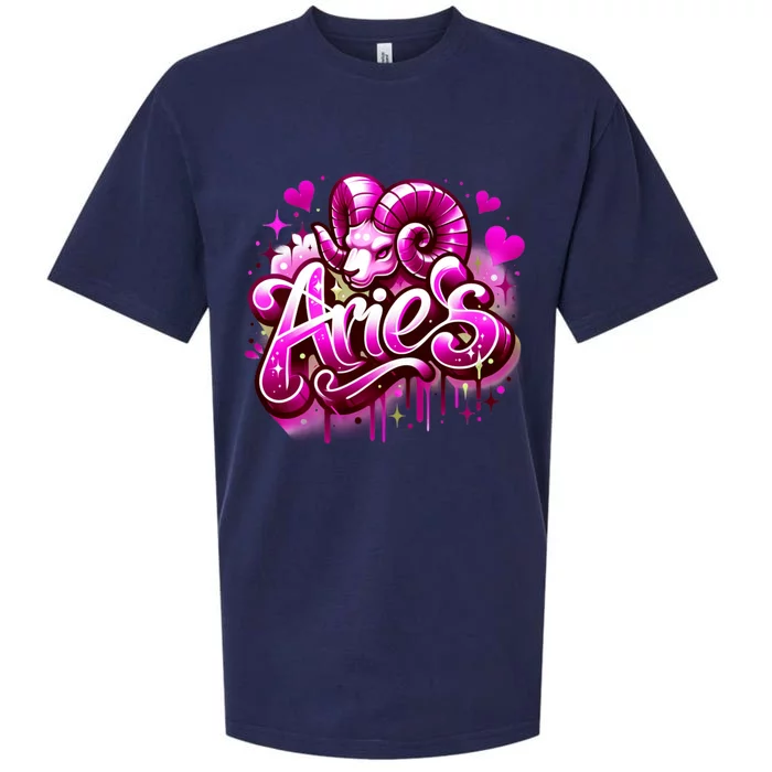 Pink Aries Zodiac Star Sign Sueded Cloud Jersey T-Shirt