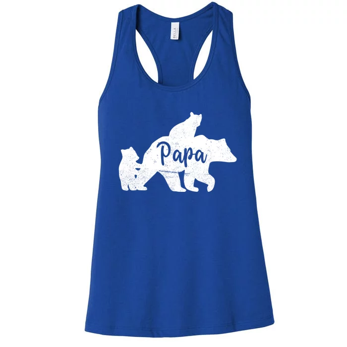 Papa Bear 2 Cubs Cool Gift Papa Bear Twin Papa 2 Gift Women's Racerback Tank