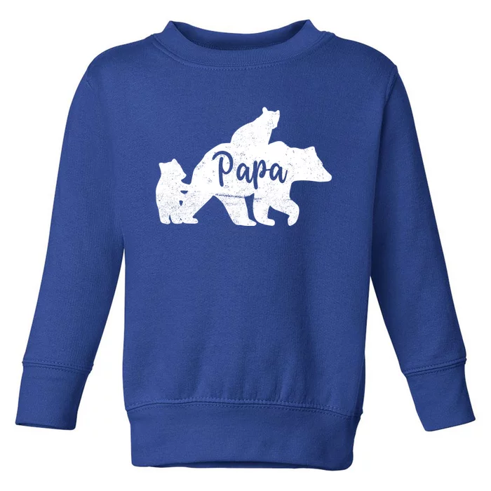 Papa Bear 2 Cubs Cool Gift Papa Bear Twin Papa 2 Gift Toddler Sweatshirt