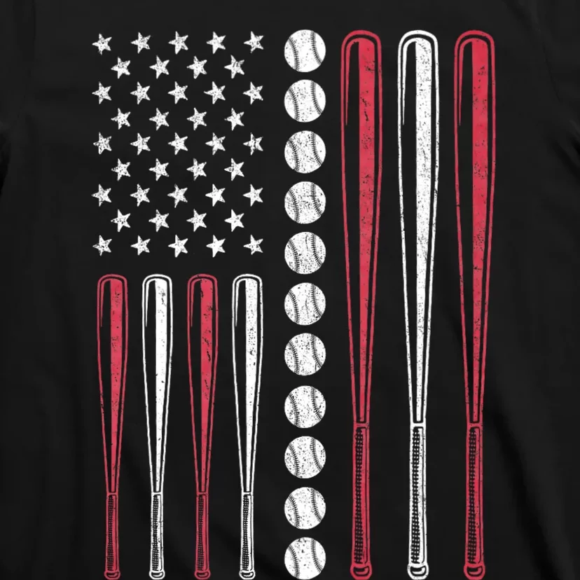 Patriotic Baseball 4th Of July Usa American Flag T-Shirt