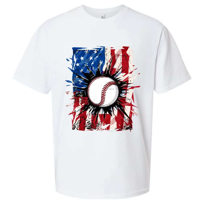 Patriotic Baseball 4th Of July Usa American Flag Boy Sueded Cloud Jersey T-Shirt