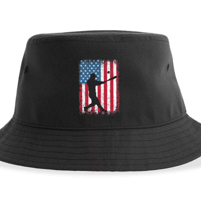 Patriotic Baseball 4th Of July Men USA American Flag Sustainable Bucket Hat