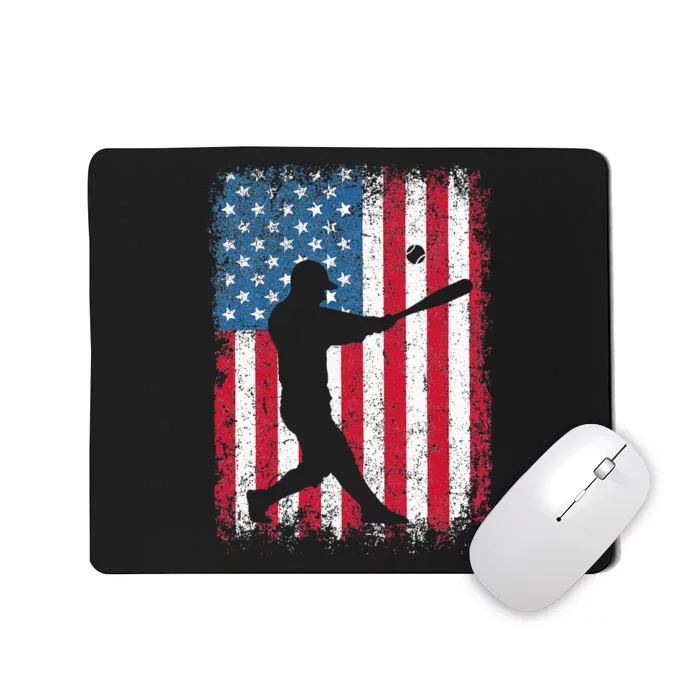 Patriotic Baseball 4th Of July Men USA American Flag Mousepad