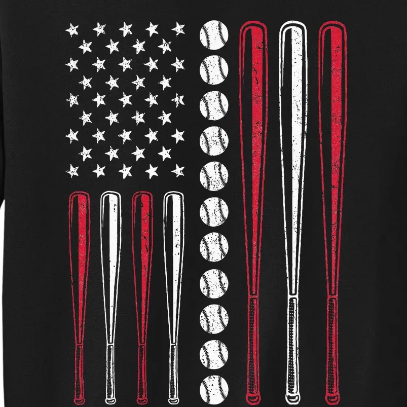 Patriotic Baseball 4th Of July Men USA American Flag Tall Sweatshirt