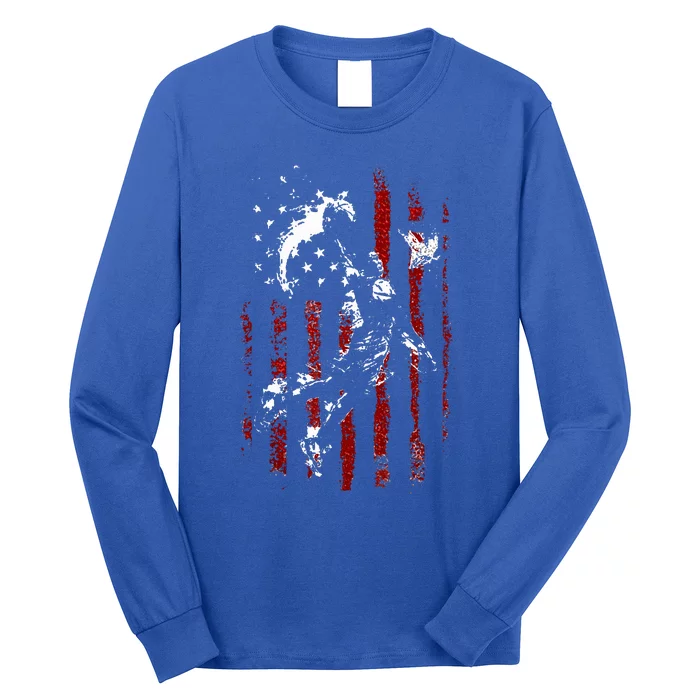 Patriotic Basketball 4th Of July Usa Flag Long Sleeve Shirt