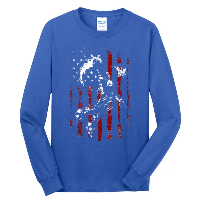 Patriotic Basketball 4th Of July Usa Flag Tall Long Sleeve T-Shirt