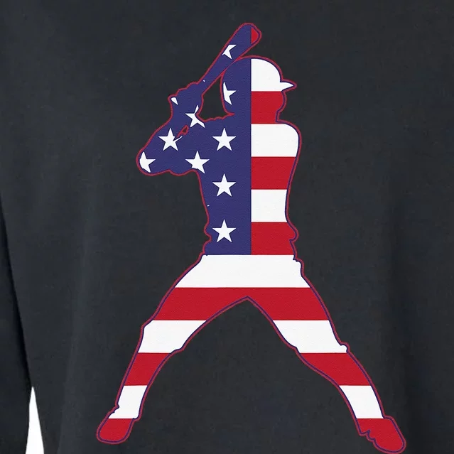 Patriotic Baseball 4th Of July USA American Flag Cropped Pullover Crew