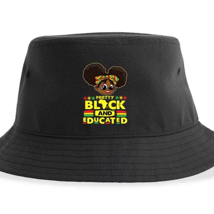 Pretty Black And Educated Black History Blm Melanin Girl Sustainable Bucket Hat