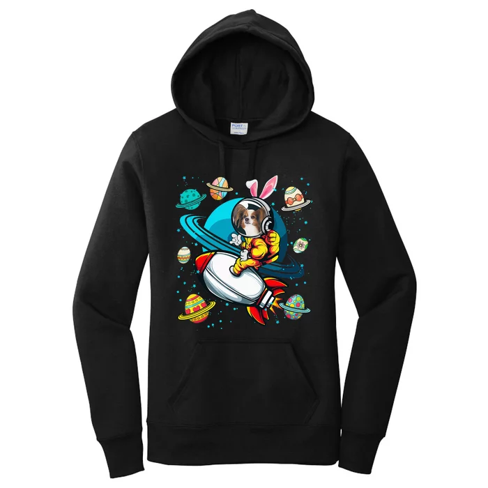 Papillon Bunny Astronaut In Space Planets Women's Pullover Hoodie