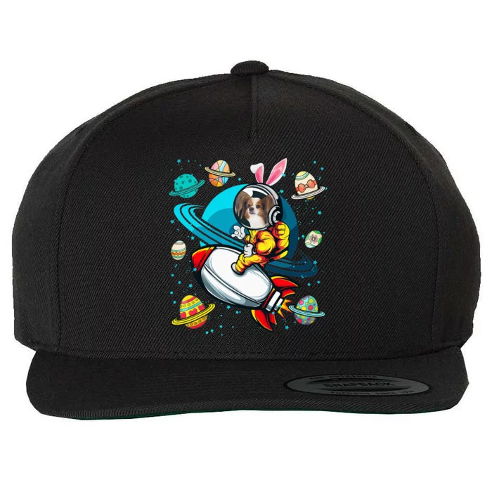 Papillon Bunny Astronaut In Space Planets Wool Snapback Cap