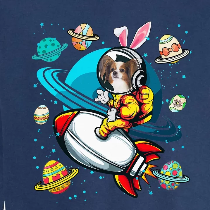 Papillon Bunny Astronaut In Space Planets Garment-Dyed Sweatshirt