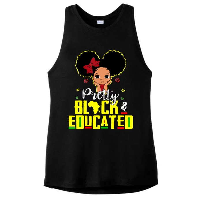 Pretty Black And Educated I Am The Strong African Queen Girl Ladies Tri-Blend Wicking Tank