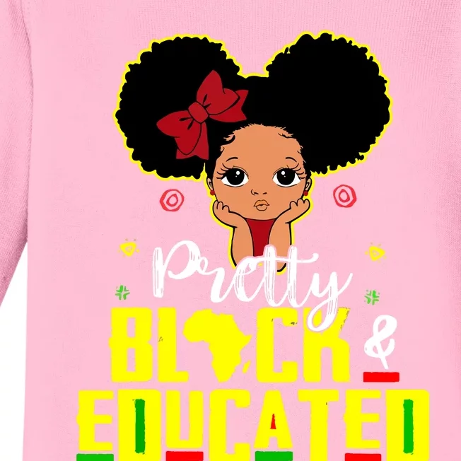 Pretty Black And Educated I Am The Strong African Queen Girl Baby Long Sleeve Bodysuit