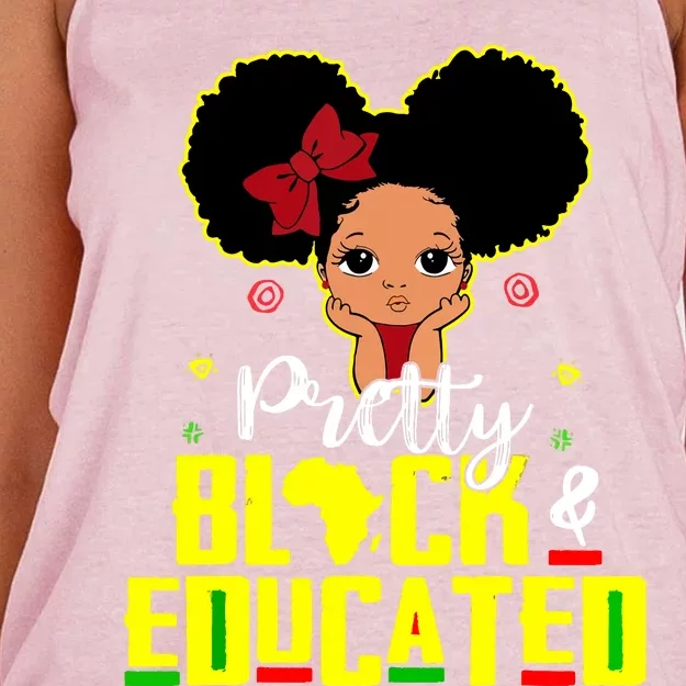 Pretty Black And Educated I Am The Strong African Queen Girl Women's Knotted Racerback Tank